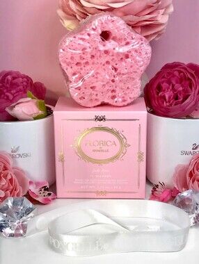 Spongelle Jude Rose Florica Spongette 
Travel Sponge with Ribbon 50g *BNIB